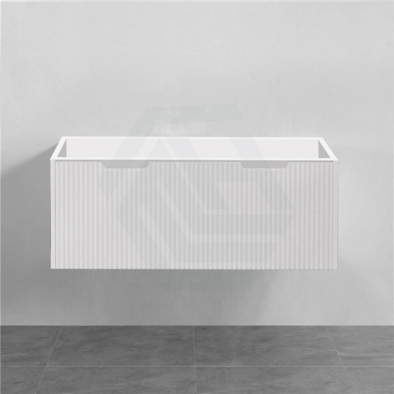 600-1500Mm Wall Hung Vanity Fluted Style Matt White Color Pvc Coating Bathroom Vanities