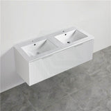 600-1500Mm Wall Hung Vanity Fluted Style Matt White Color Pvc Coating Bathroom Vanities