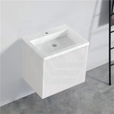 600-1500Mm Wall Hung Vanity Fluted Style Matt White Color Pvc Coating Bathroom Vanities