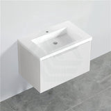 600-1500Mm Wall Hung Vanity Fluted Style Matt White Color Pvc Coating Bathroom Vanities