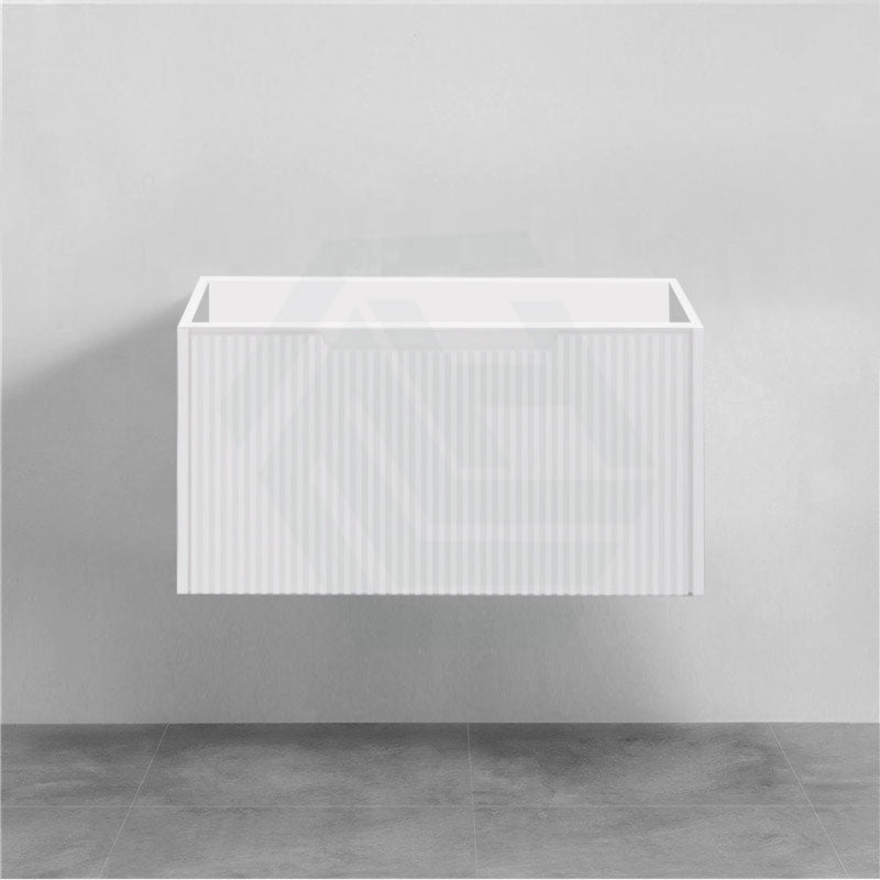 600-1500Mm Wall Hung Vanity Fluted Style Matt White Color Pvc Coating Bathroom Vanities