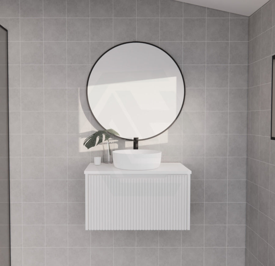 600-1500Mm Wall Hung Vanity Fluted Style Matt White Color Pvc Coating Bathroom Vanities