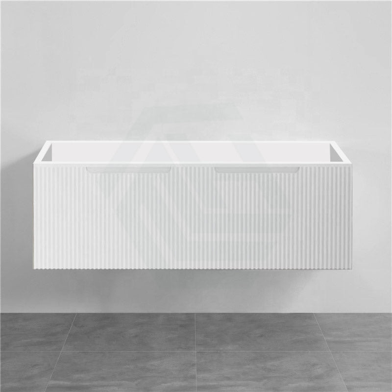 600-1500Mm Wall Hung Vanity Fluted Style Matt White Color Pvc Coating Bathroom Vanities