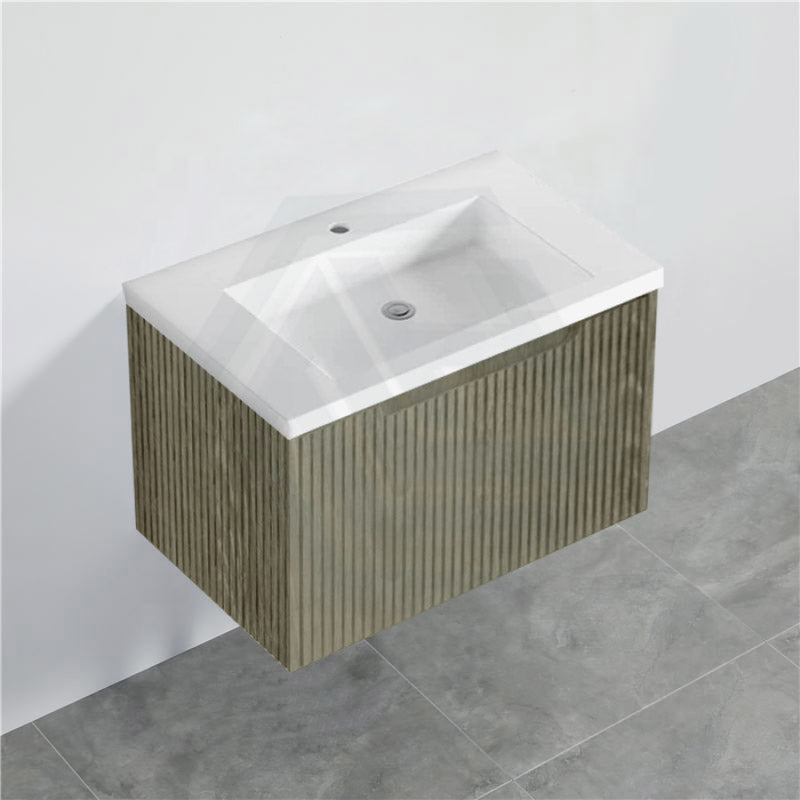 600-1500Mm Wall Hung Vanity Fluted Style White Oak Color Pvc Coating Bathroom Vanities