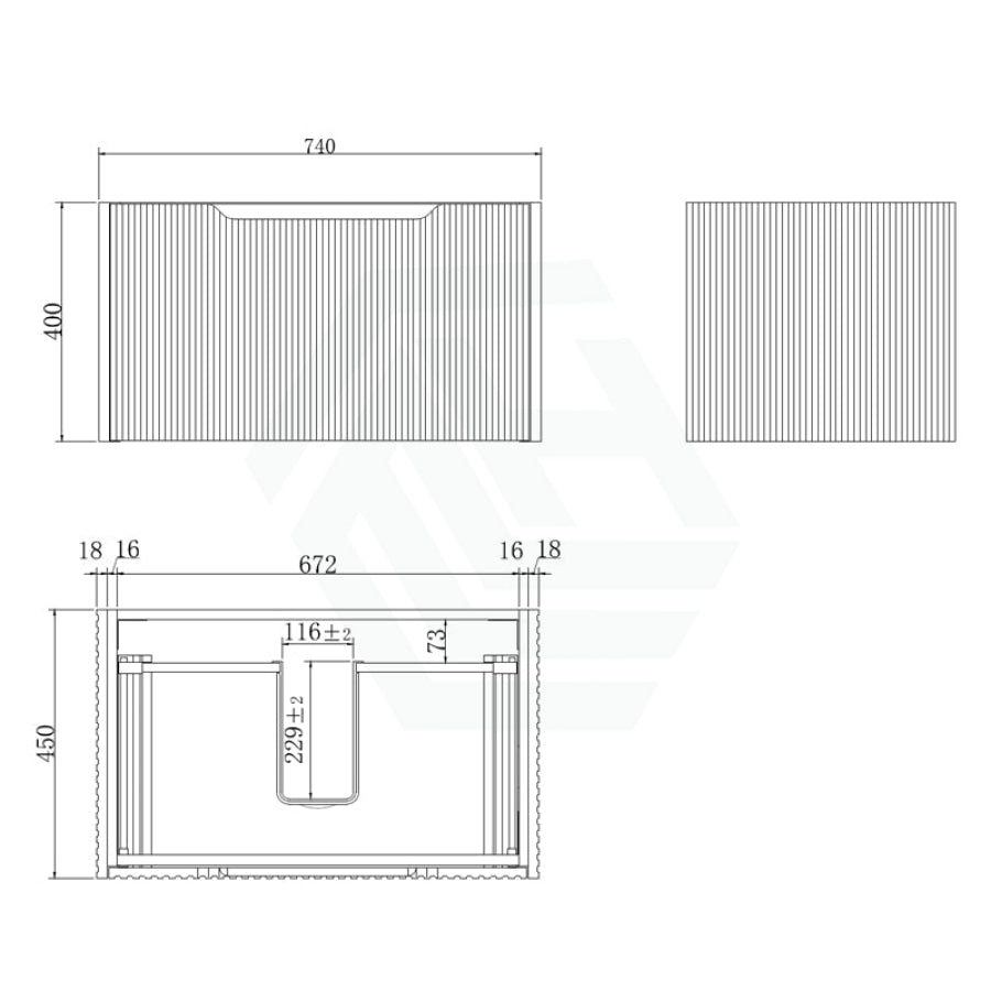 600 - 1500Mm Wall Hung Vanity Fluted Style White Oak Color Pvc Coating Bathroom Vanities