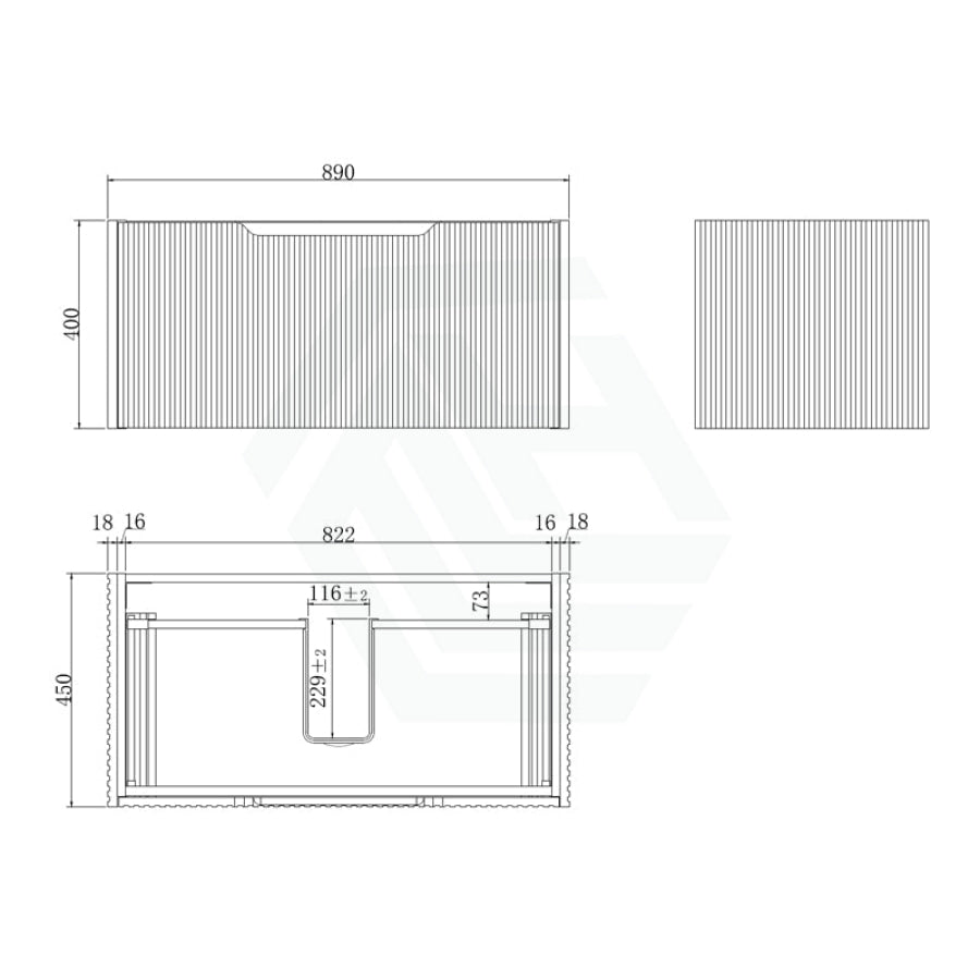 600 - 1500Mm Wall Hung Vanity Fluted Style White Oak Color Pvc Coating Bathroom Vanities