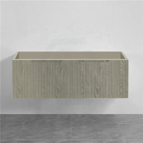 600-1500Mm Wall Hung Vanity Fluted Style White Oak Color Pvc Coating 1500Mm Double Bowls / Cabinet