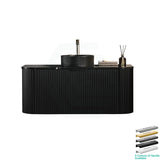 600-1800Mm Ceto Avalon Matt Black Wall Hung Bathroom Pvc Vanity With Soft Closing Drawers Curve Edge