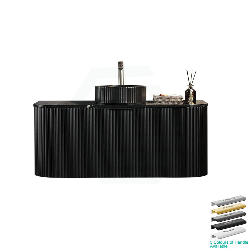 600-1800Mm Ceto Avalon Matt Black Wall Hung Bathroom Pvc Vanity With Soft Closing Drawers Curve Edge