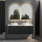 600-1800Mm Ceto Avalon Matt Black Wall Hung Bathroom Pvc Vanity With Soft Closing Drawers Curve Edge