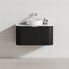 600-1800Mm Ceto Avalon Matt Black Wall Hung Bathroom Pvc Vanity With Soft Closing Drawers Curve