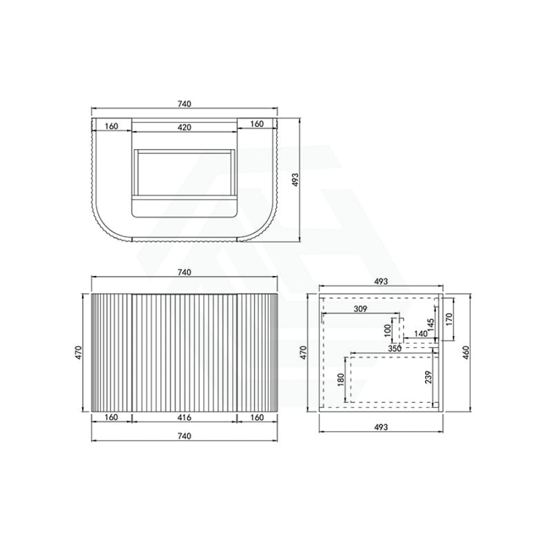 600-1800Mm Ceto Avalon Matt Black Wall Hung Bathroom Pvc Vanity With Soft Closing Drawers Curve Edge