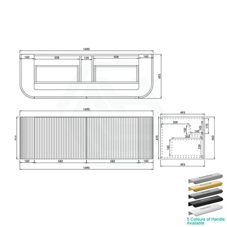 600-1800Mm Ceto Avalon Matt White Wall Hung Bathroom Pvc Vanity With Soft Closing Drawers Curve Edge