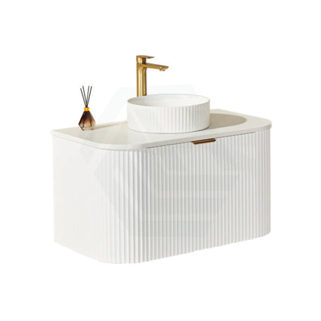 600-1800Mm Ceto Avalon Matt White Wall Hung Bathroom Pvc Vanity With Soft Closing Drawers Curve Edge