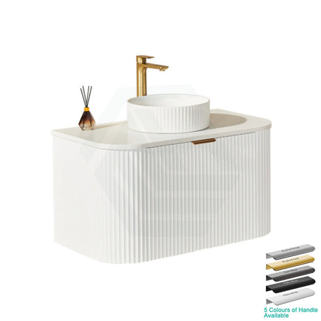 600-1800Mm Ceto Avalon Matt White Wall Hung Bathroom Pvc Vanity With Soft Closing Drawers Curve Edge