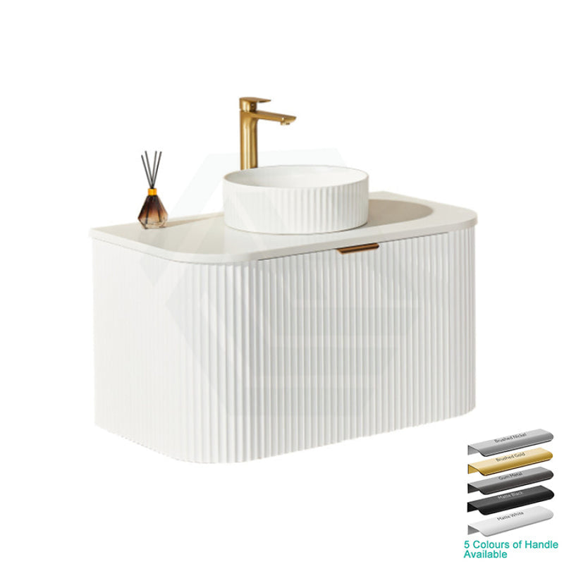 600-1800Mm Ceto Avalon Matt White Wall Hung Bathroom Pvc Vanity With Soft Closing Drawers Curve Edge