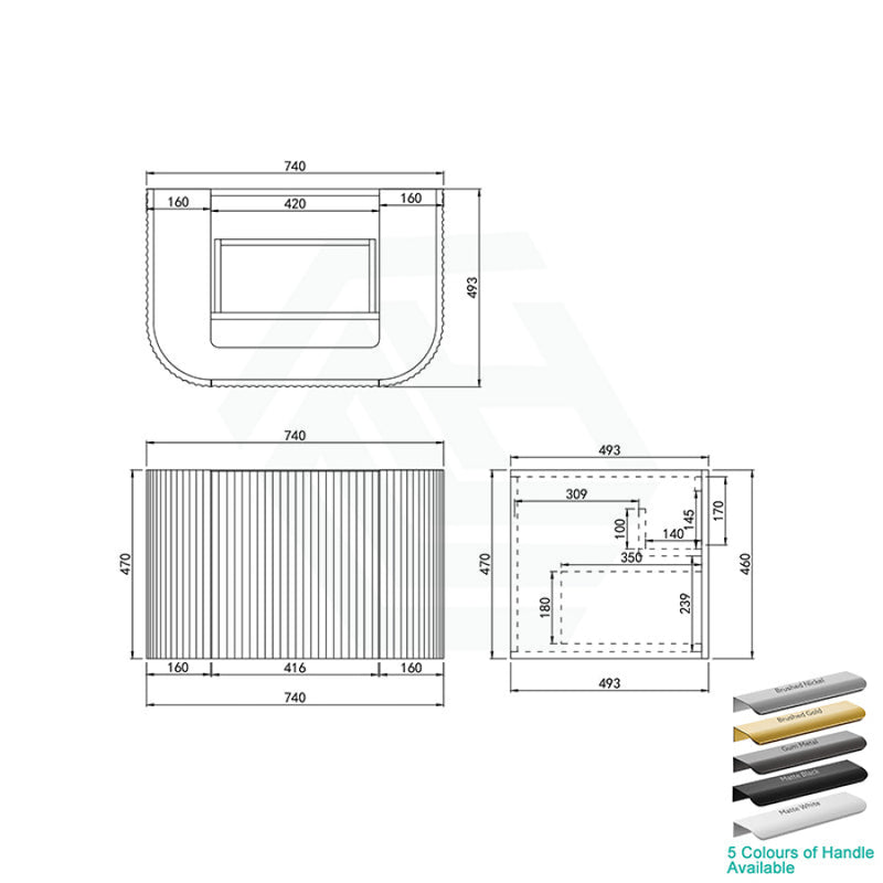 600-1800Mm Ceto Avalon Matt White Wall Hung Bathroom Pvc Vanity With Soft Closing Drawers Curve Edge