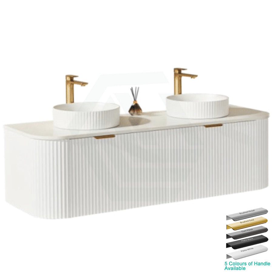 600-1800Mm Ceto Avalon Matt White Wall Hung Bathroom Pvc Vanity With Soft Closing Drawers Curve Edge