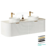 600-1800Mm Ceto Avalon Matt White Wall Hung Bathroom Pvc Vanity With Soft Closing Drawers Curve Edge