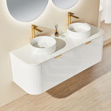 600-1800Mm Ceto Avalon Matt White Wall Hung Bathroom Pvc Vanity With Soft Closing Drawers Curve Edge