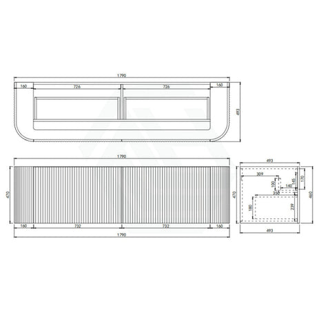 600-1800Mm Ceto Avalon Matt White Wall Hung Bathroom Pvc Vanity With Soft Closing Drawers Curve Edge