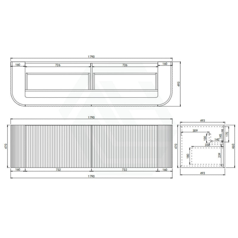 600-1800Mm Ceto Avalon Matt White Wall Hung Bathroom Pvc Vanity With Soft Closing Drawers Curve Edge