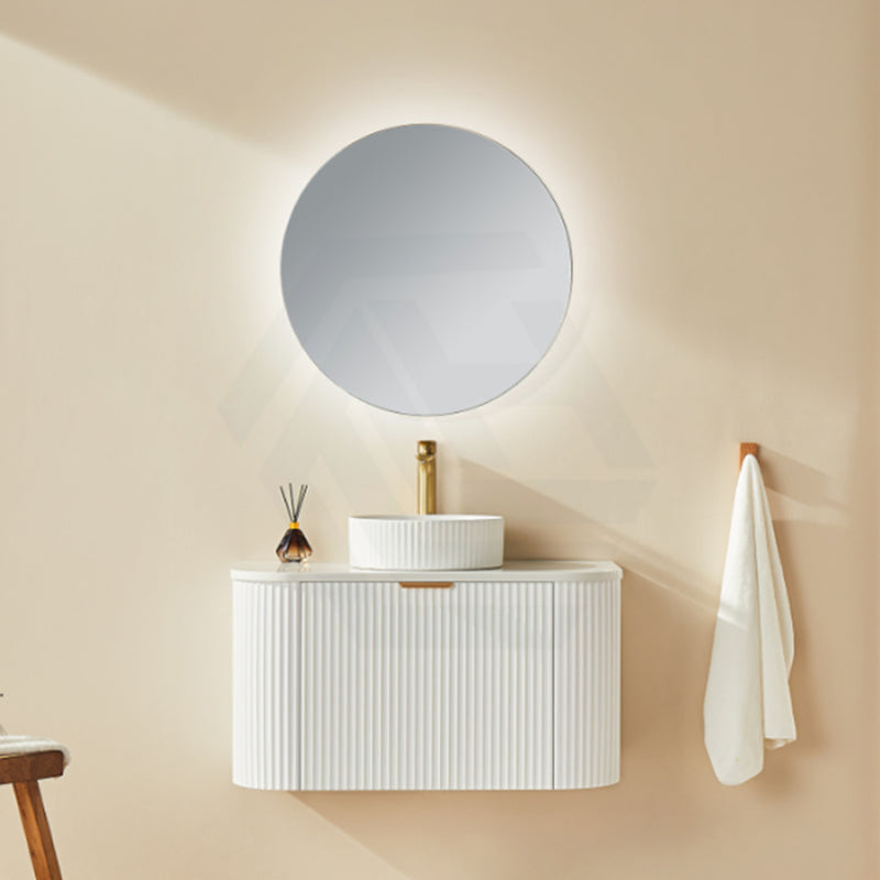 600-1800Mm Ceto Avalon Matt White Wall Hung Bathroom Pvc Vanity With Soft Closing Drawers Curve Edge