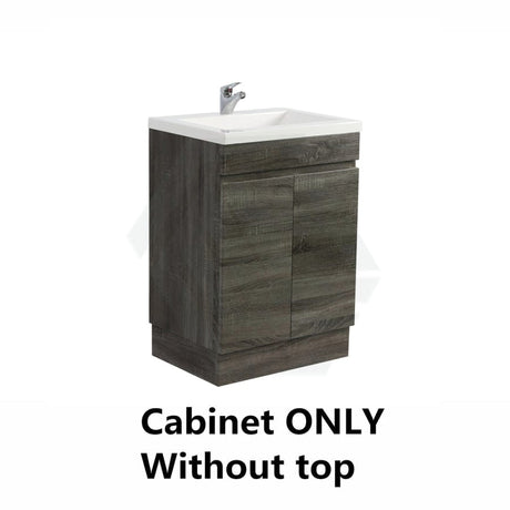 600/700Mm Narrow Berge Freestanding Vanity With Kickboard Dark Grey Wood Grain Pvc Filmed Cabinet