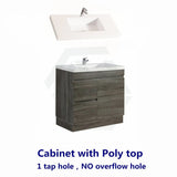 600/700Mm Narrow Berge Freestanding Vanity With Kickboard Dark Grey Wood Grain Pvc Filmed Cabinet