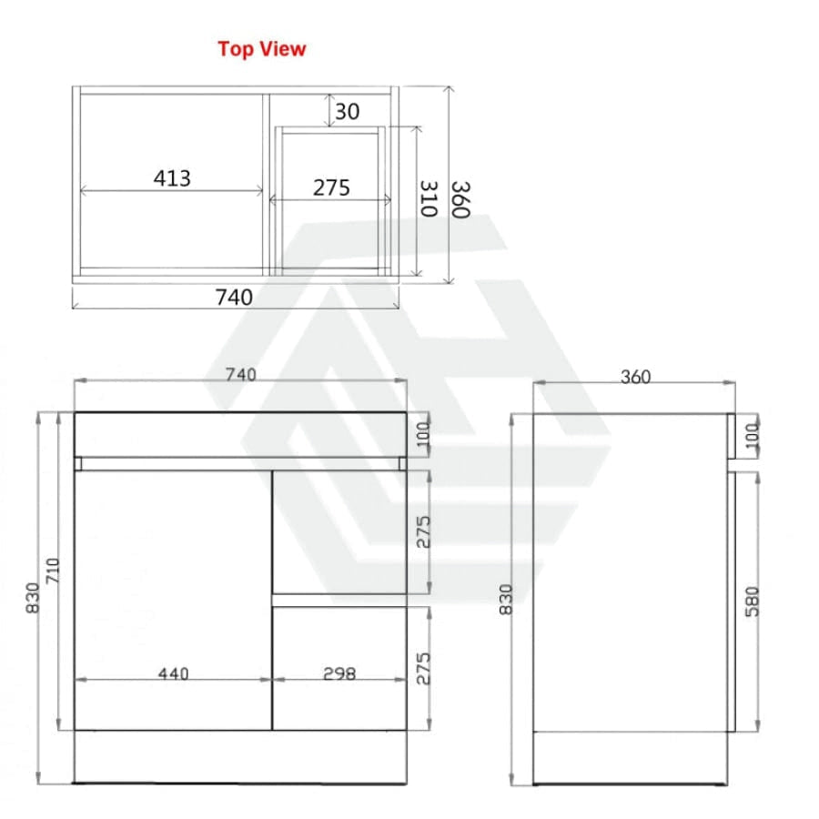 600/700Mm Narrow Berge Freestanding Vanity With Kickboard Dark Grey Wood Grain Pvc Filmed Cabinet