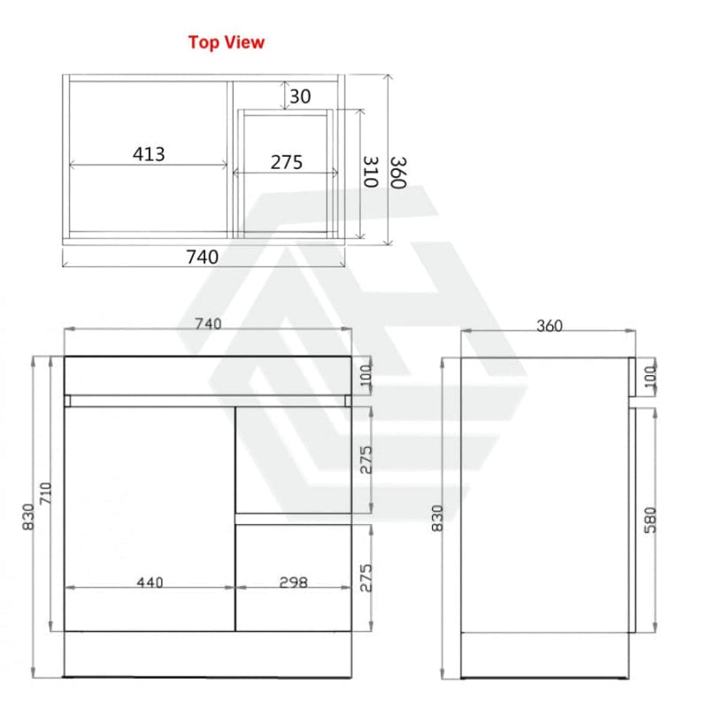 600/700Mm Narrow Berge Freestanding Vanity With Kickboard Dark Grey Wood Grain Pvc Filmed Cabinet