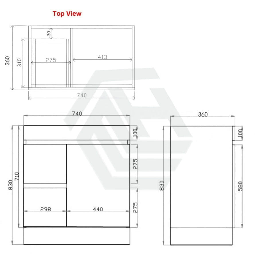 600/700Mm Narrow Berge Freestanding Vanity With Kickboard Dark Grey Wood Grain Pvc Filmed Cabinet