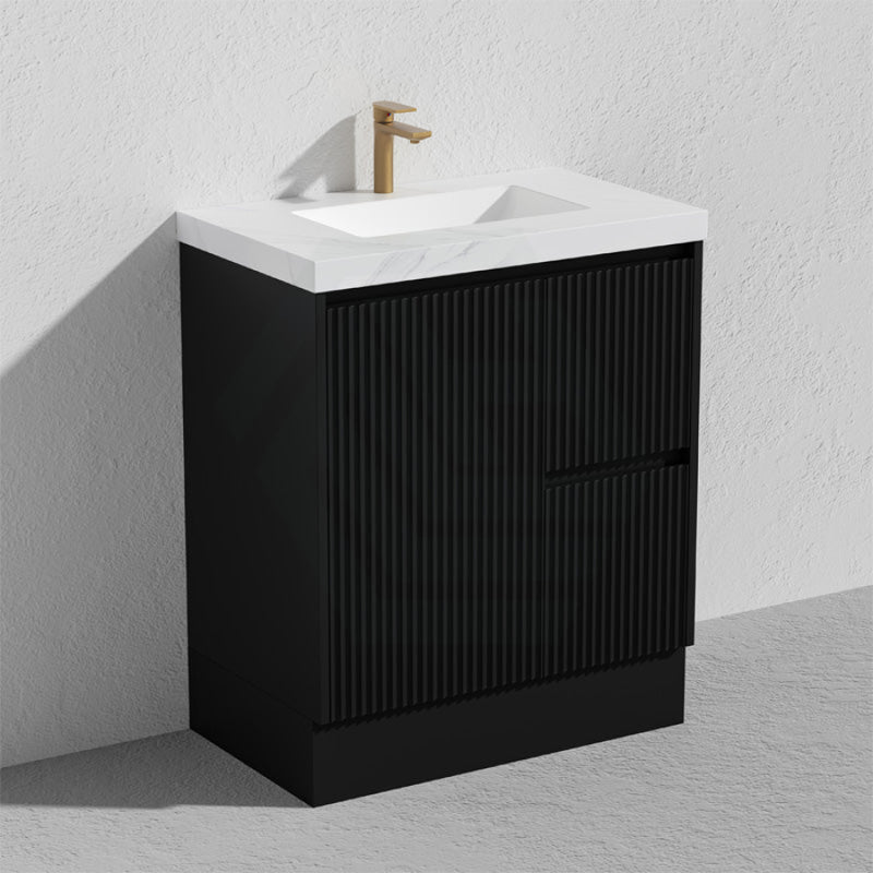 600/750/900/1200/1500Mm Ceto Brighton Freestanding Vanity With Kickboard Pvc Board Matt Black