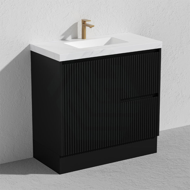 600/750/900/1200/1500Mm Ceto Brighton Freestanding Vanity With Kickboard Pvc Board Matt Black