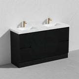 600/750/900/1200/1500Mm Ceto Brighton Freestanding Vanity With Kickboard Pvc Board Matt Black