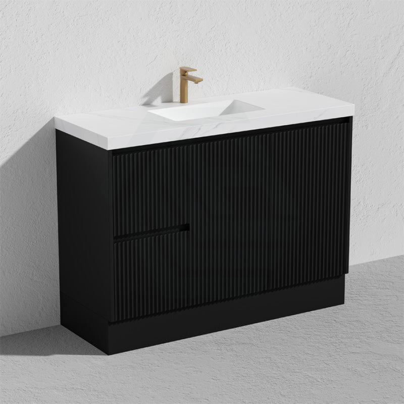 600/750/900/1200/1500Mm Ceto Brighton Freestanding Vanity With Kickboard Pvc Board Matt Black