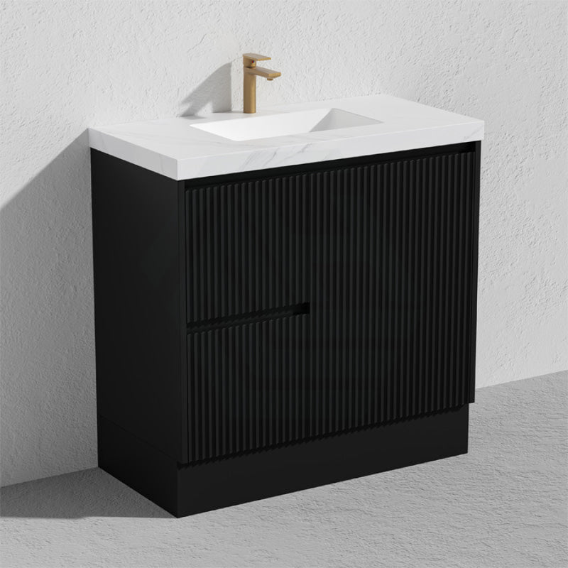 600/750/900/1200/1500Mm Ceto Brighton Freestanding Vanity With Kickboard Pvc Board Matt Black