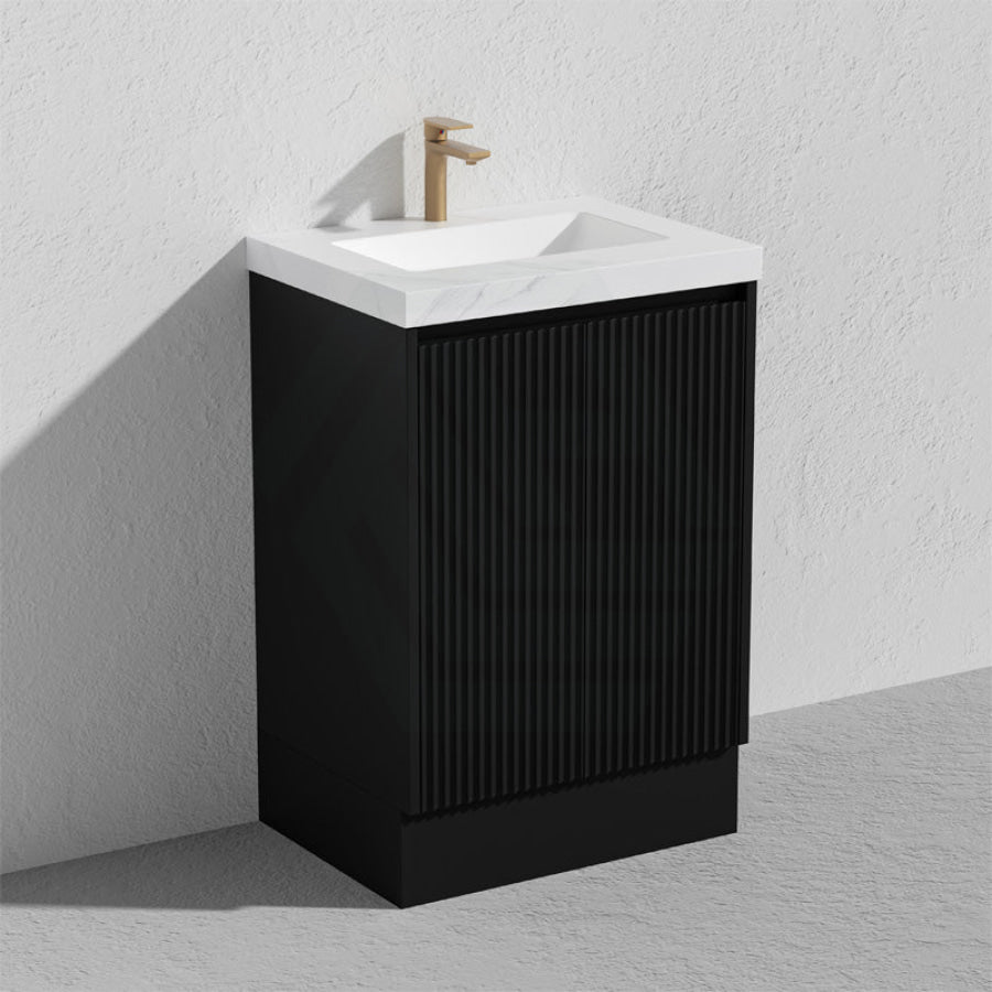 600/750/900/1200/1500Mm Ceto Brighton Freestanding Vanity With Kickboard Pvc Board Matt Black