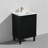 600/750/900/1200/1500Mm Ceto Brighton Freestanding Vanity With Legs Pvc Board Matt Black Linear