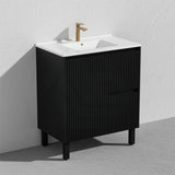 600/750/900/1200/1500Mm Ceto Brighton Freestanding Vanity With Legs Pvc Board Matt Black Linear