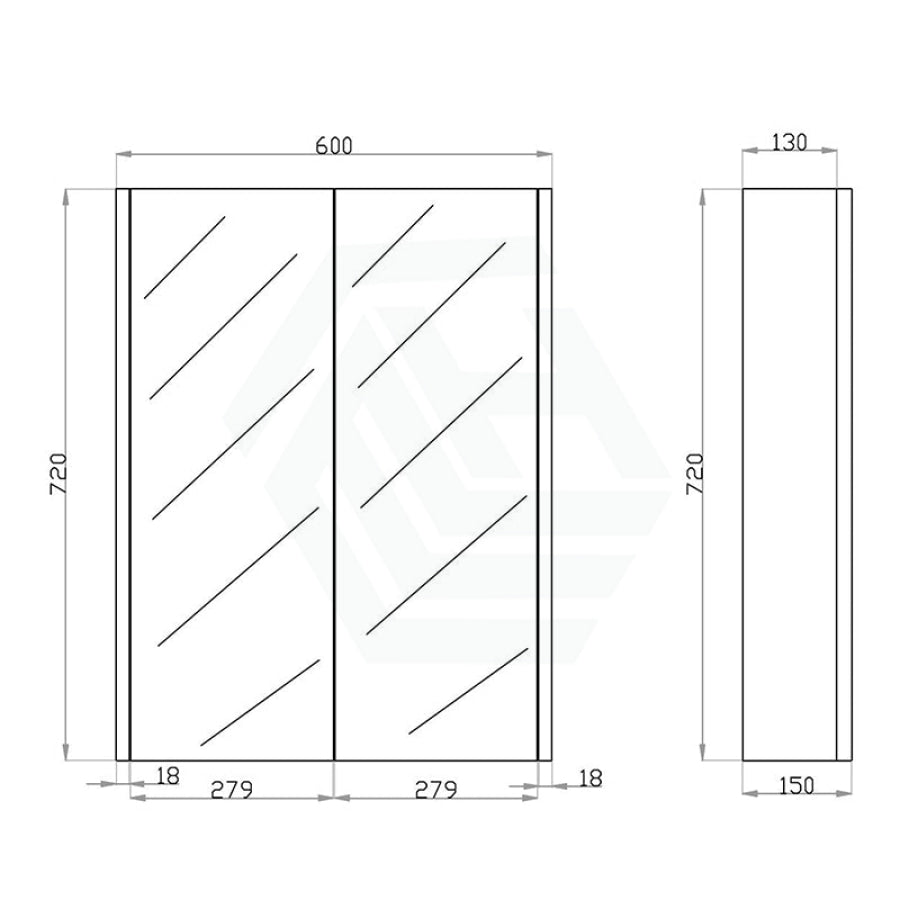 600/750/900/1200/1500Mm Dark Grey Wood Grain Pvc Filmed Wall Hung Shaving Cabinet 600Mm Cabinets