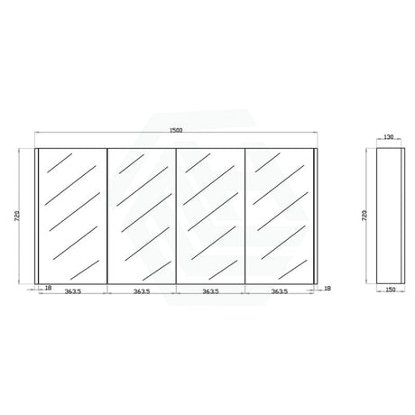 600/750/900/1200/1500Mm Dark Grey Wood Grain Pvc Filmed Wall Hung Shaving Cabinet 1500Mm Cabinets