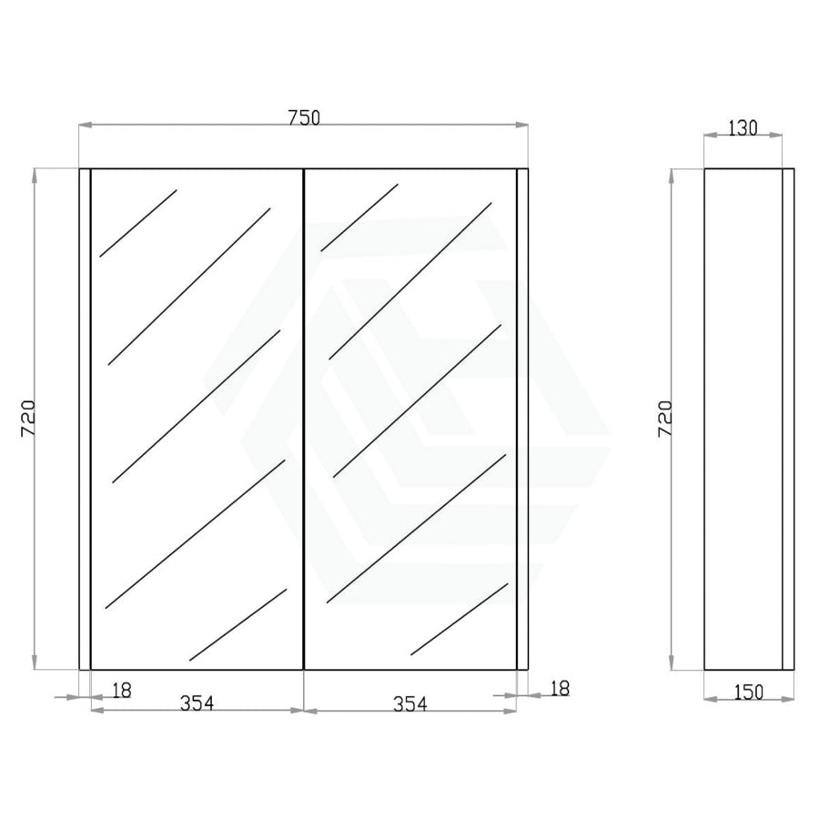 600/750/900/1200/1500Mm Dark Oak Wood Grain Pvc Filmed Shaving Cabinet Wall Hung With Mirror