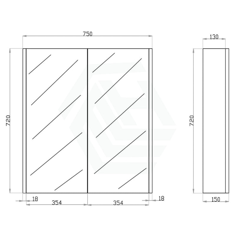 600/750/900/1200/1500Mm Dark Oak Wood Grain Pvc Filmed Shaving Cabinet Wall Hung With Mirror