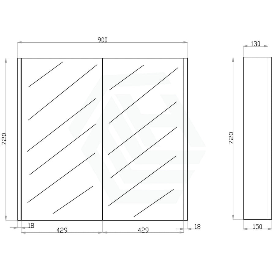 600/750/900/1200/1500Mm Dark Oak Wood Grain Pvc Filmed Shaving Cabinet Wall Hung With Mirror