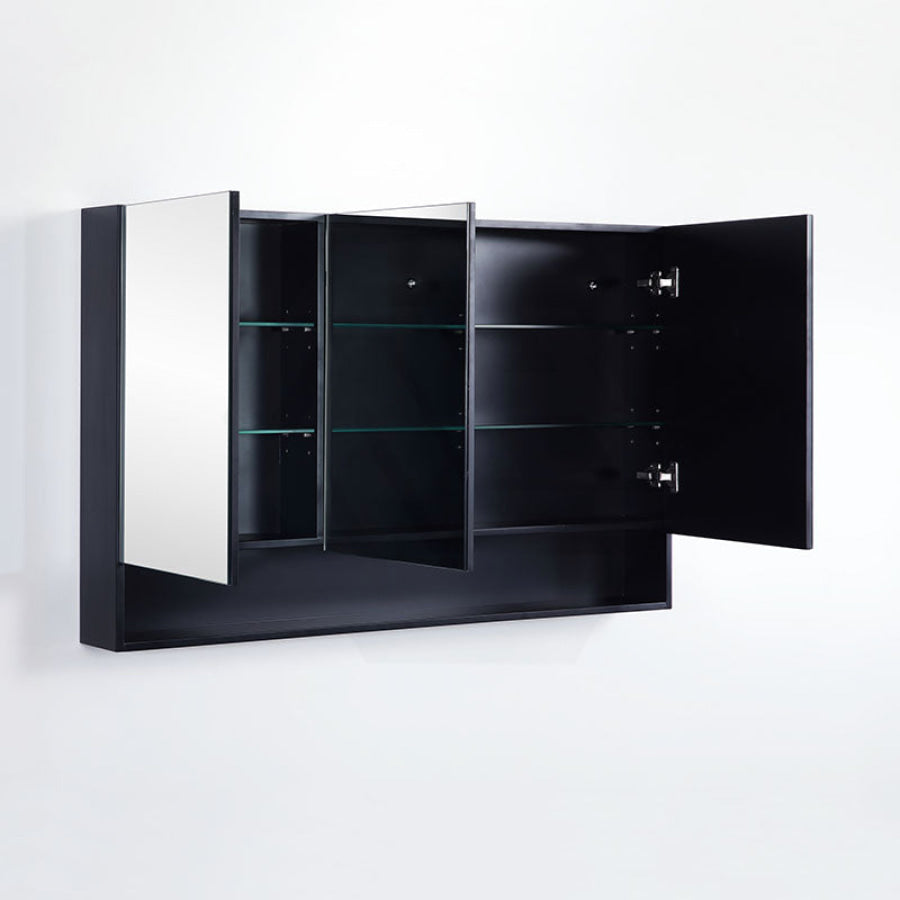 600/750/900/1200/1500Mm Fremantle Shaving Cabinet With Mirror Pvc Board Wall Hung Storage Matt Black