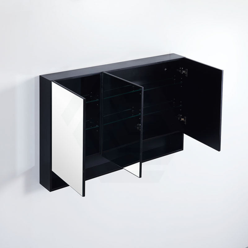 600/750/900/1200/1500Mm Fremantle Shaving Cabinet With Mirror Pvc Board Wall Hung Storage Matt Black