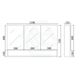 600/750/900/1200/1500mm Shaving Cabinet With Mirror PVC Board Wall Hung Storage Matt White