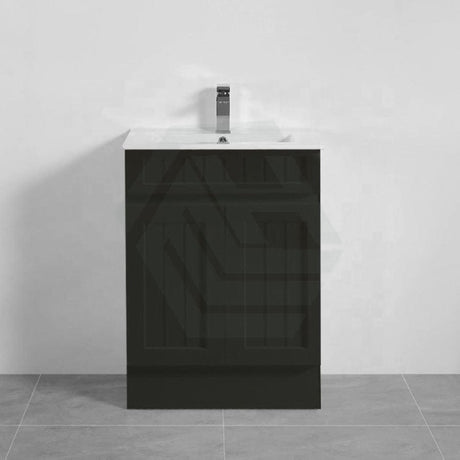 600/750/900/1200/1500Mm Hampton Freestanding With Kickboard Vanity Pvc Board Matt Black Linear