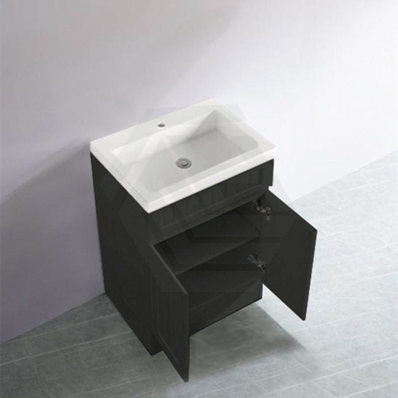 600/750/900/1200/1500Mm Hampton Freestanding With Kickboard Vanity Pvc Board Matt Black Linear